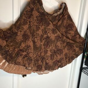 J. Jill flowing Skirt Velvet ruffle Autumn Colors